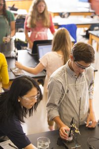 students in biology lab