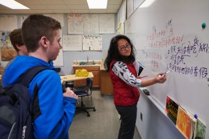 Chinese teacher at board